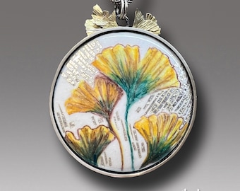 Enamel  Brooch  Sterling Silver Hand Painted enamel Pendant