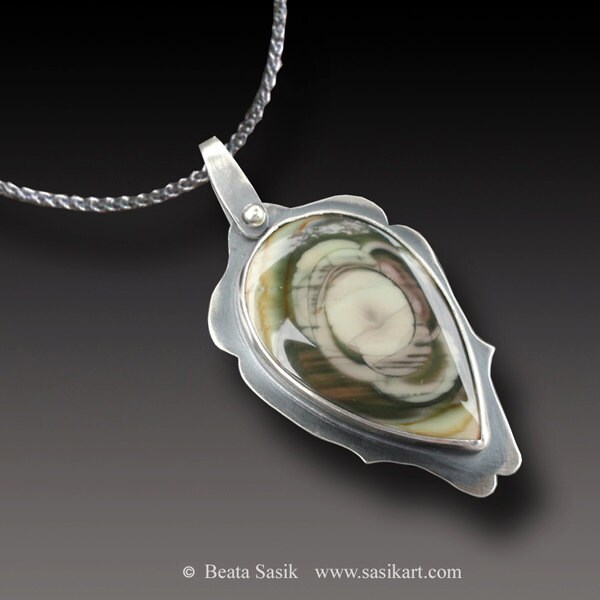Imperial Jasper Necklace Sterling Silver Splendid Orbs Pendant