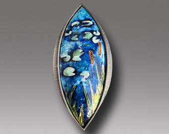 Enamel  Brooch  Sterling Silver Cloisonne Pendant