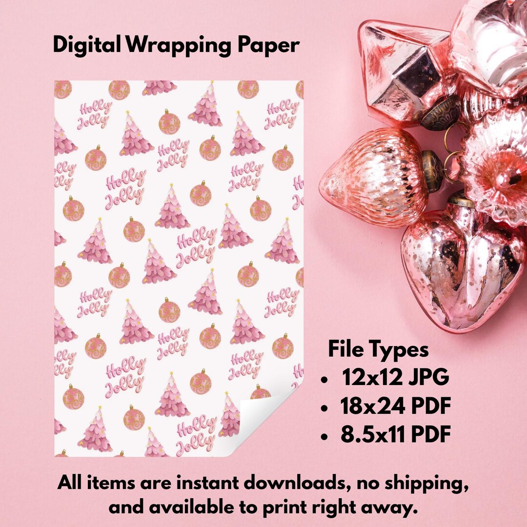 Digital Christmas Wrapping Paper | Printable Gift Wrap | 12x12 JPG ...