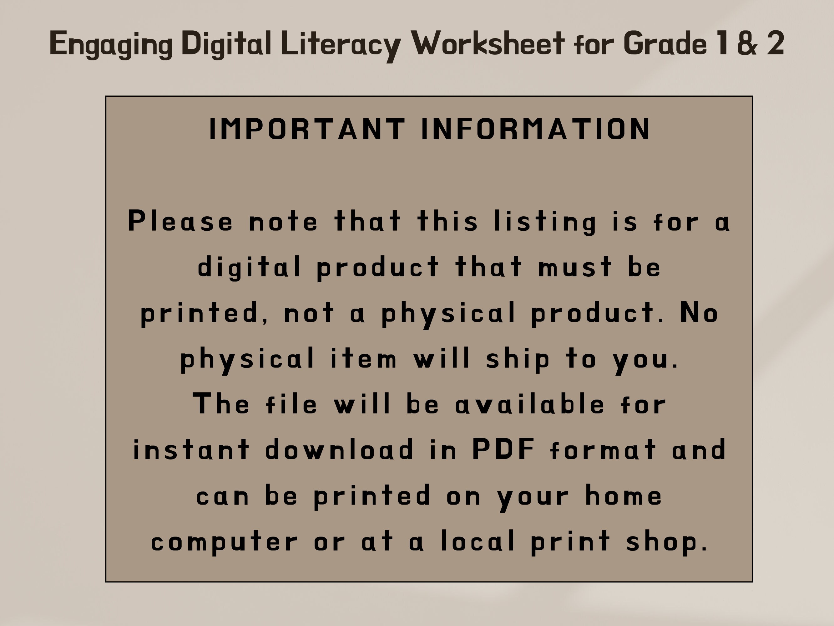 Digital Literacy Worksheets for Grade 1 & 2: Online Safety, Word Puzzle ...