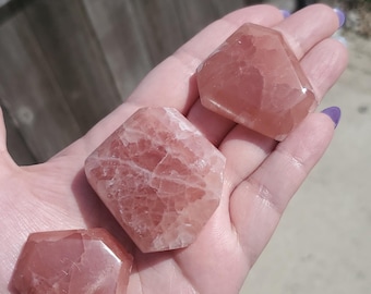 Natural Strawberry Calcite Pocket Stones – Sweet Healing Crystal for Heart Chakra & Emotional Balance