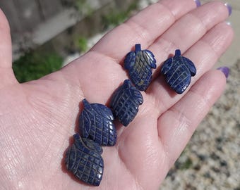 Natural Lapis Lazuli Leaf Carving | 1 Inch Crystal Leaf | Hand-Carved Gemstone | Third Eye Chakra | Intuition & Wisdom Stone
