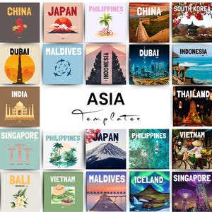 50 Travel Photo Album Templates Asia,Coffee Table Book,Travel Photo Book, Decorative Books, Canva E-book Template,Customizable Photo Album