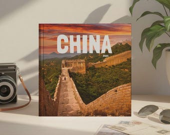 China Travel Photo Album Template – Square Editable Canva Scrapbook