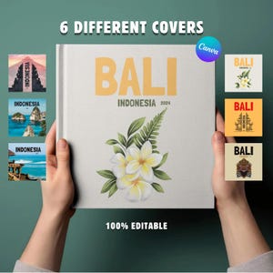 Indonesien Reise Fotoalbum Vorlage | Canvas Urlaub Memory Buch mit 6 Covers | Bearbeitbares Scrapbook Digital Download