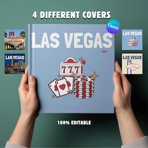 Las Vegas Travel Photo Album Template | Canva Vacation Memory Book with 4 Covers | Editable Scrapbook Digital Download