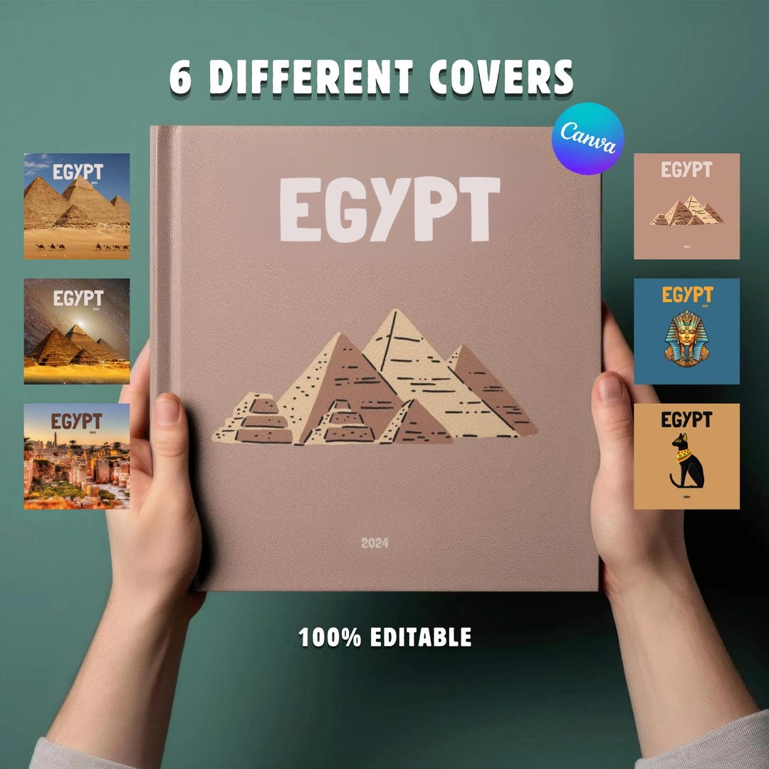 Egypt Travel Photo Album Template | Canva Vacation Memory Book With 6 ...