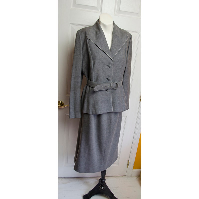 Rare 1950's 1940's Lilli Ann Grey Wool Woman's Suit With Detachable ...