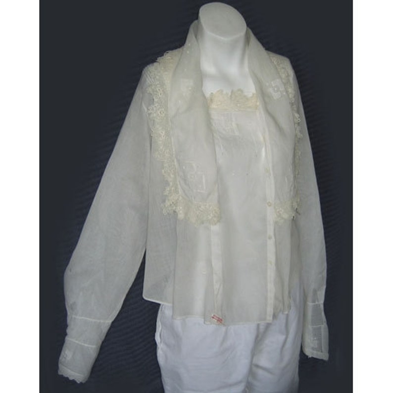 Vintage Edwardian Woman's Armistice Blouse Cotton and Lace | Etsy