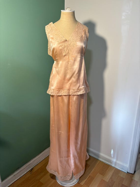 Vintage 1930’s  Silk Lace Beach Pajamas - image 1