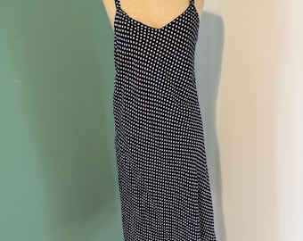 Vintage 1920’s Woman’s Dark Navy Polka Dot Bias Cut Chemise Slip