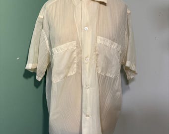 Camisa vintage Arrow de los años 50 para hombre, de nailon seersucker, con trabilla.