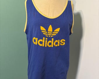 Vintage 1980’s Adidas Baby Blue Silkscreened Tank Top