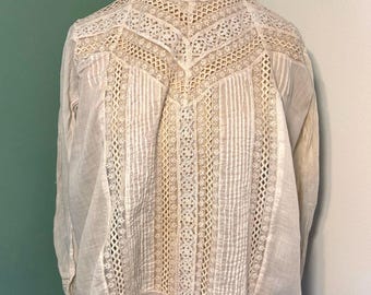 Vintage Edwardian White Lace with Crochet Woman’s Blouse