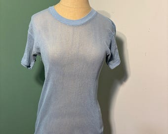 Vintage 1980’s Men’s Baby Blue Mesh T-Shirt
