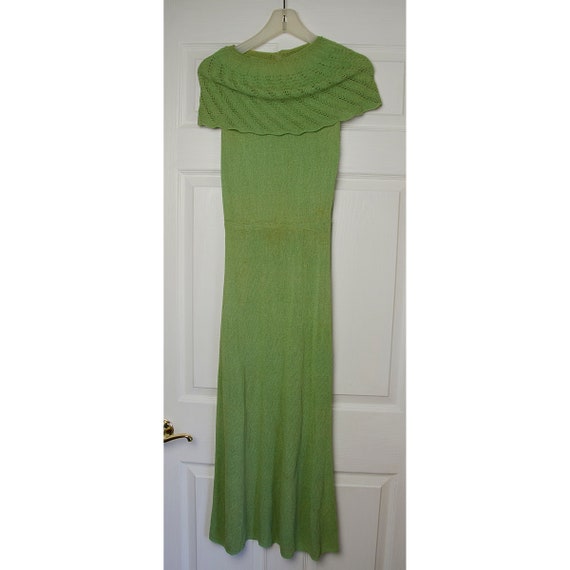 Rare Vintage 1920's Green Knit Sleeveless Dress wi