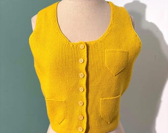 Vintage 1970’s Saks Fifth Avenue Women’s Yellow Knit Tank Vest