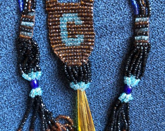 Antique Microbead Hand Woven Flapper Necklace