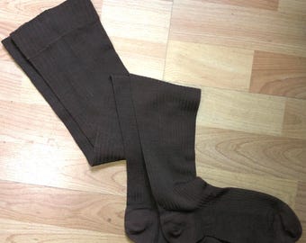 Vintage 1920’ 1930’s Woman’s Brown Ribbed Hose