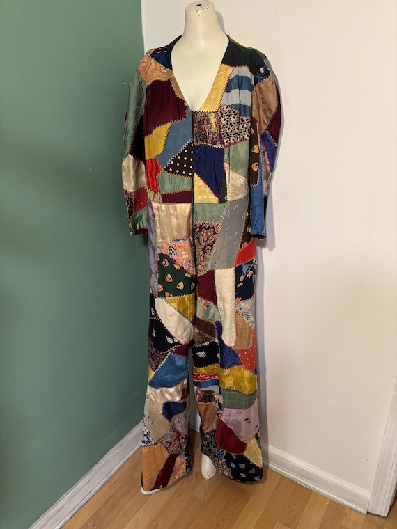 Rare 1920’s Handmade Crazy Quilt Beach Pajamas an… - image 10