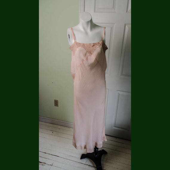 Vintage 1930's Womans Pink Silk Slip Chemise with