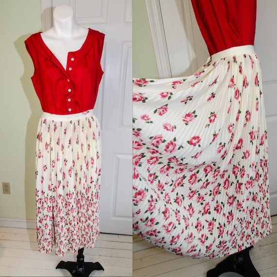 Vintage 1950s Koret of California Rose Print Pleat