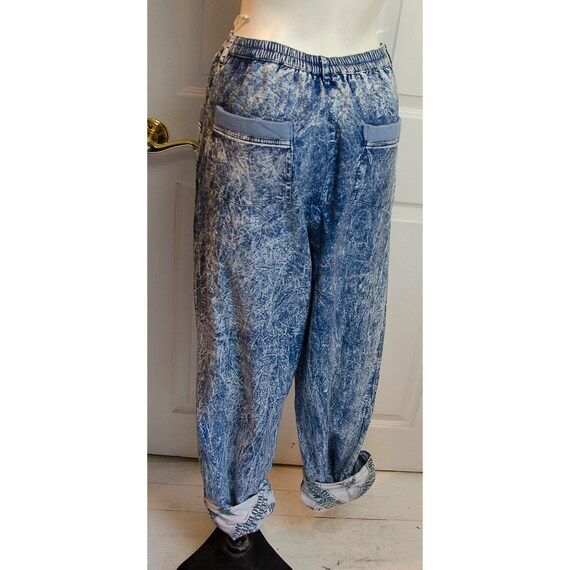 Rare 1980's Acid Denim Print Cotton Two Piece Puf… - image 8