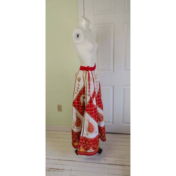 Vintage Metallic Applique Bird Long Woman's Skirt