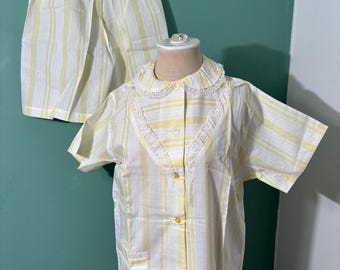Vintage NOS 1950’s Wonans Yellow Striped Pajama Set