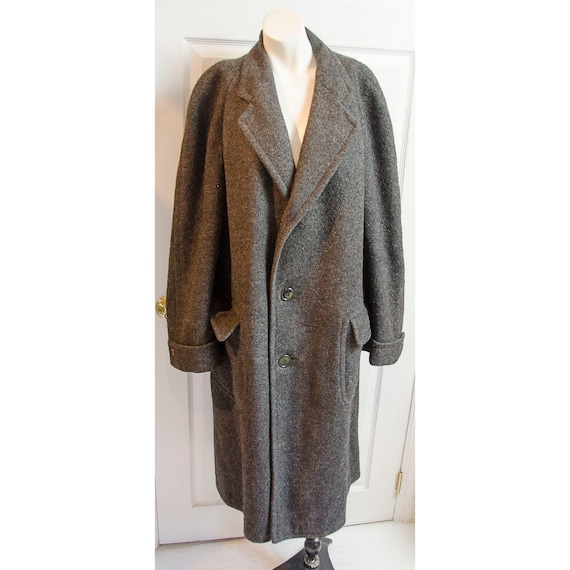 Rare 1930's Men's Medium Grey Wool Long Coat