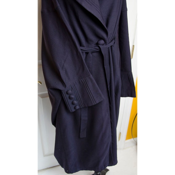 Antique Woman's Dark Navy Blue Cocoon Coat Jacket - image 5