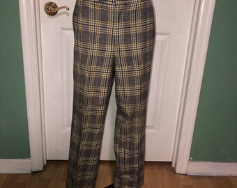 Blue and yellow plaid pants sale