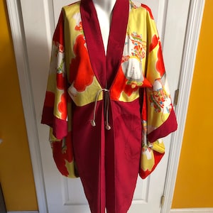 Vintage Japanese Short Silk Reversible Kimono