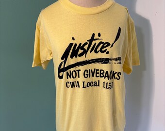 Vintage 1970’s  New York Labor Union T- Shirt ACTWU Label