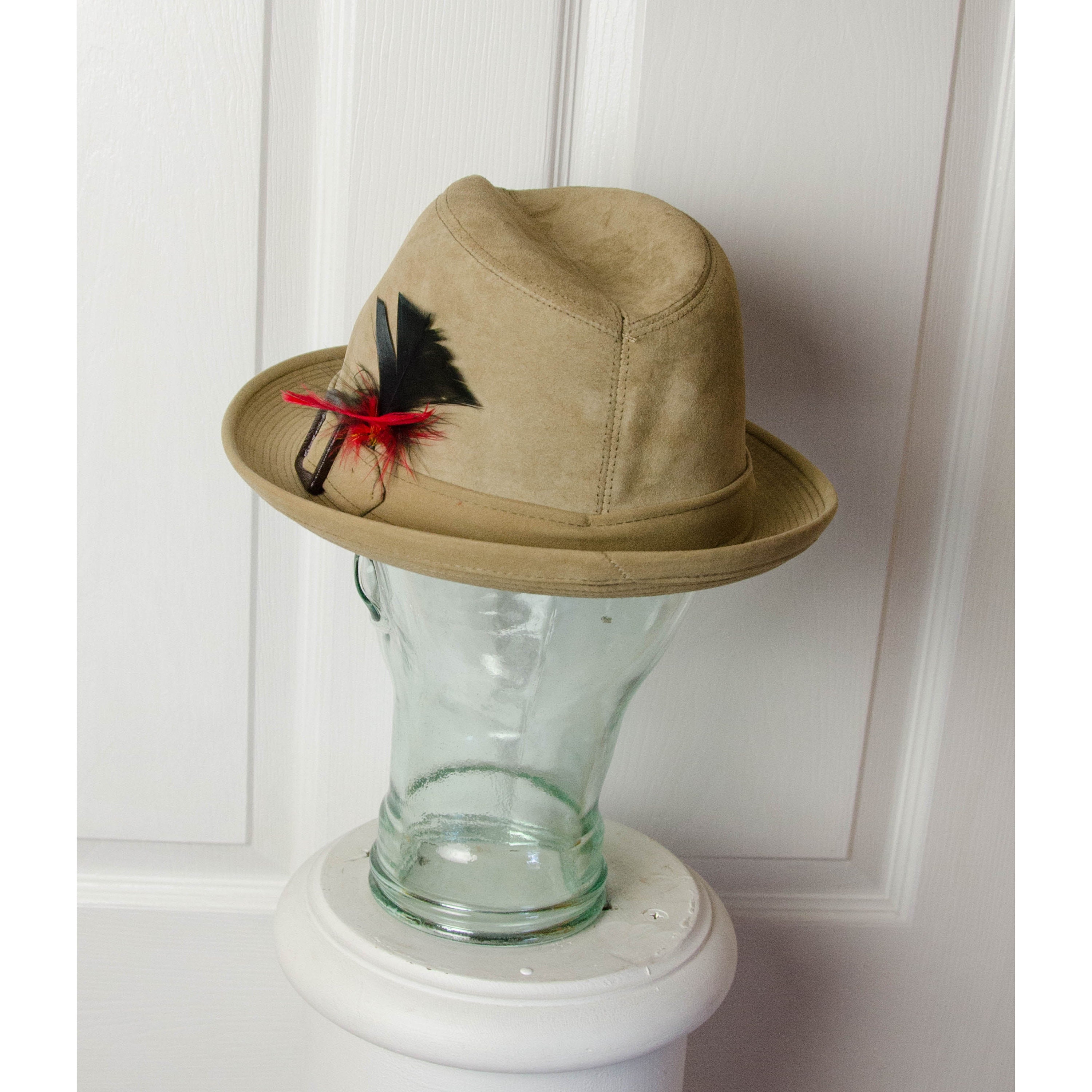 Vintage 1960's Men's Short Brimmed Suede Fedora Hat by Dobbs