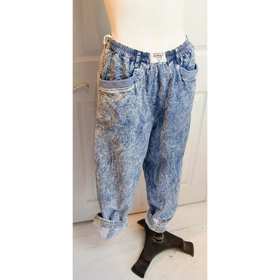 Rare 1980's Acid Denim Print Cotton Two Piece Puf… - image 10