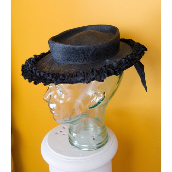 Vintage Black Straw Woman's New York Creations Hat