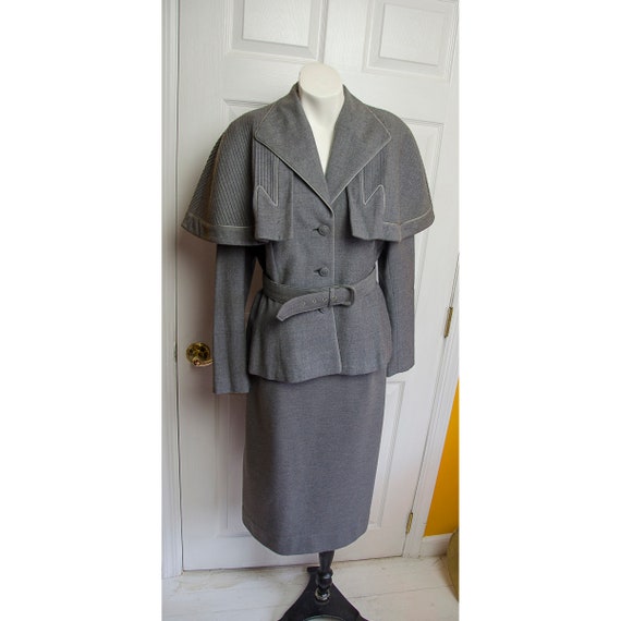 Rare 1950's 1940's Lilli Ann Grey Wool Woman's Sui