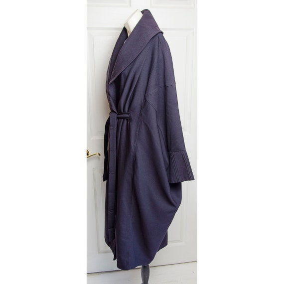 Antique Woman's Dark Navy Blue Cocoon Coat Jacket - image 2