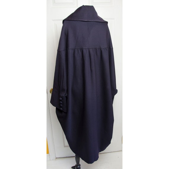 Antique Woman's Dark Navy Blue Cocoon Coat Jacket - image 8