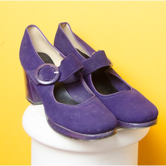 Vintage Late 1960's Purple Suede Maryjane Platform