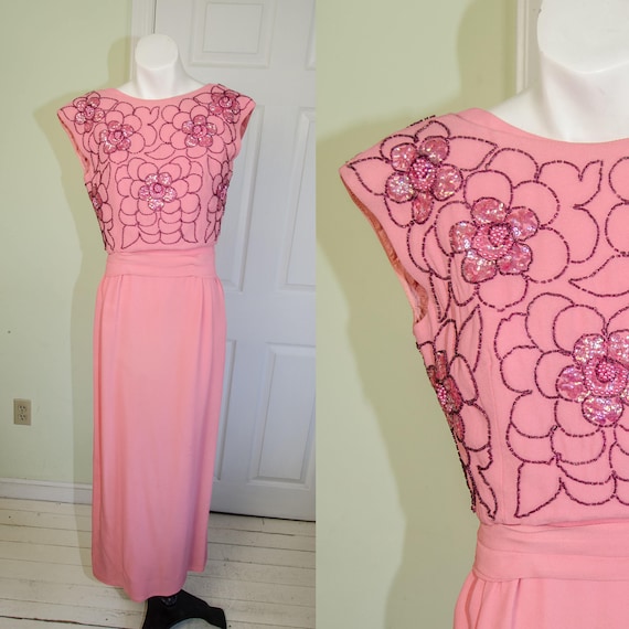 Vintage 60’s Pink Sequin Bombshell Suzy Perette Dr