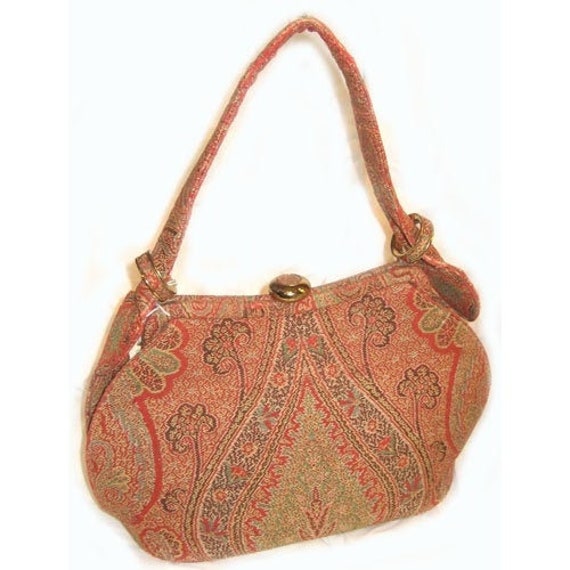 Vintage 1940s Victorian Petite Point Shawl Handbag