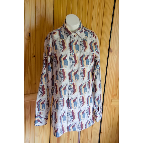 Vintage 1960's Men's Deco Woman Figural Print Dres