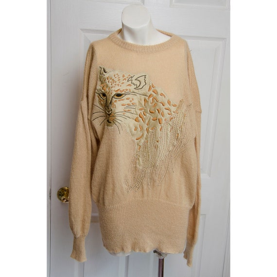 Early 1980's Escada Embroidered Leopard Sweater