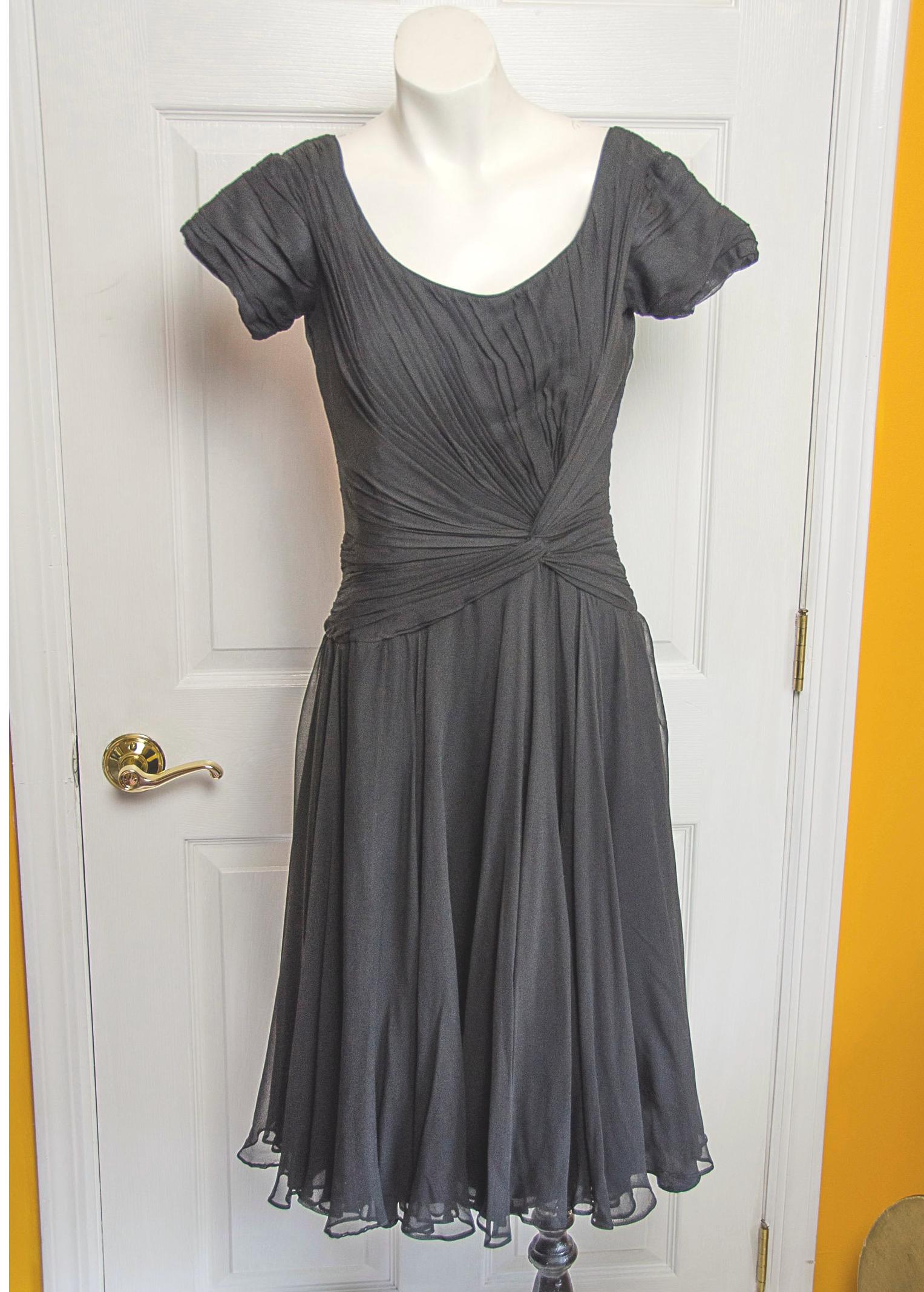sachin and babi light blue dress 1950s ceil chapman silk dress