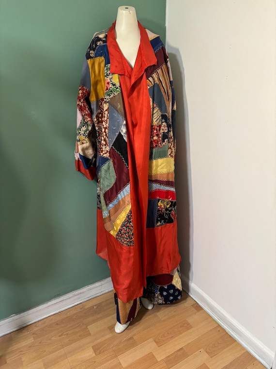 Rare 1920’s Handmade Crazy Quilt Beach Pajamas an… - image 1