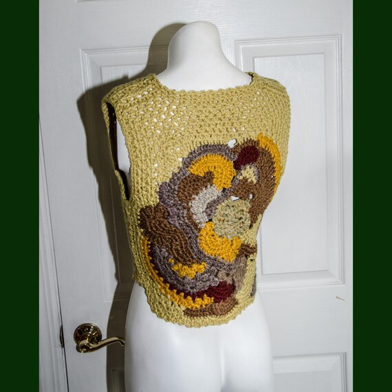 Vintage 1970's Woman's Crochet Sweater Vest XS