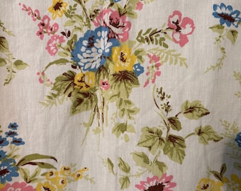 Vintage 1940’s Flower Print Kitchen Ruffled Curtains Valence